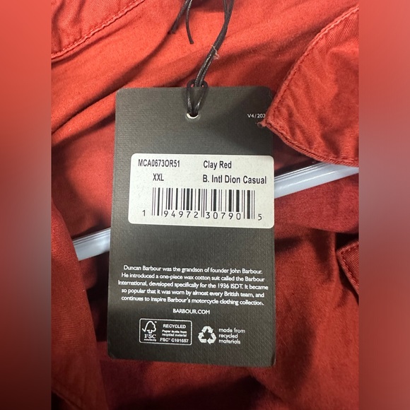 Barbour International Dion Casual Jacket- men’s clay red, XXL NWT - Picture 4 of 11